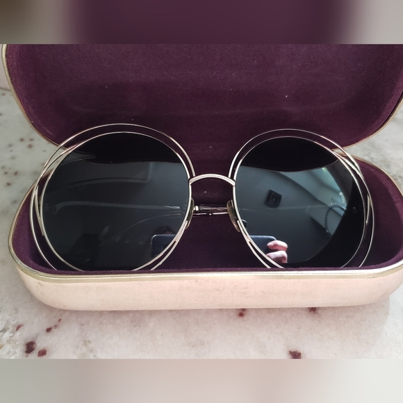 Chloe Women's CE114S CE/114/S 731 Gold/Grey Crystal Fashion Round Sunglasses - Picture 15 of 16